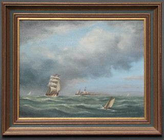 R Tucker, oil on canvas, maritime study in choppy seas 26cm x 35cm 