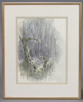 John King, signed hunting print "The Earth Stopper" 30cm x 22cm 