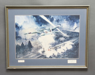 Brian Eaton, coloured print "Low Level Ranger Patrol No.25 Squadron RAF" 20/21st May 1943 48cm x 69cm 