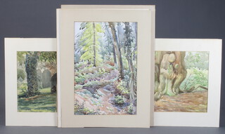 Jean M Blair, watercolours, seven rural scenes unframed 54cm x 37cm 