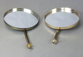A pair of Durlston Design, mid Century circular plate dressing table mirrors contained in a gilt frames 36cm h x 6cm diam. 