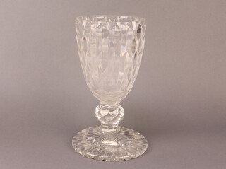 A large cut glass bulbous vase on a splayed foot 28cm (minor chips to the rim) 