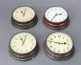 Four Synchronome electric wall clocks in metal cases with painted dials and Arabic numerals 8cm x 19cm 