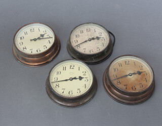 A Synchronome electric wall clock with paper dial and Arabic numerals contained in a metal case 7cm x 6cm, 3 other wall clocks etc