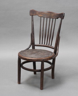 A child's Thonet style bentwood stick and rail back chair (split to 1 of the side supports) 