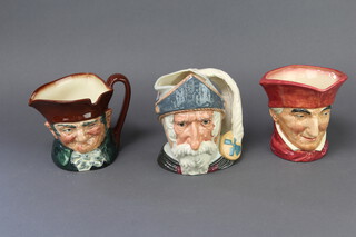 Six Royal Doulton character jugs Don Quixote D6455 19cm, Cardinal 16cm, Auld Charlie 15cm, Lobster Man, The Falconer and Falstaff