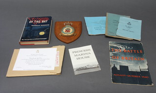 A Royal Air Force Andover wall plaque, 1 volume Donald Gordon "Flight of The Bat" signed and dated 1963 together with a small collection of ephemera