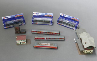 Three Corgi Rail Legend models, a quantity of rails etc 