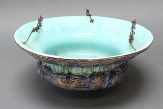 A Continental ceramic light fitting decorated leaves (a/f) 33cm diam.
