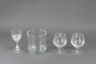 A quantity of table glassware to include 2 Edinburgh crystal brandy glasses, a wine cooler and minor tableware