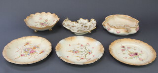 An Edwardian scroll Limoges dish, 3 Devonware plates and bowls 