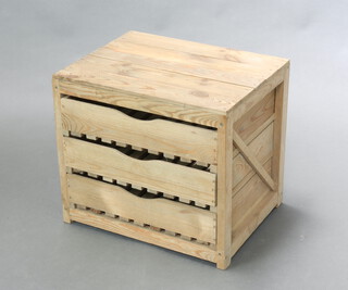 A pine 3 drawer apple store 45cm h x 51cm w x 40cm d 