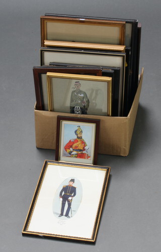 P H S, oval watercolour study of a naval officer, 19cm x 8cm and a quantity of other military watercolours 