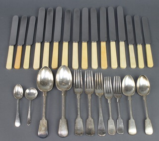 Ten dinner forks and minor plated cutlery 
