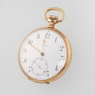 A 14ct yellow gold mechanical pocket watch, the dial inscribed Zenith with seconds at 6 o'clock, contained in a 45mm case