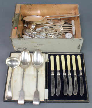 A cased set and other minor plated wares 
