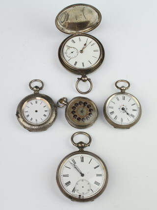 A silver key wind pocket watch (a/f), a ditto hunter watch, 3 ladies silver fob watches