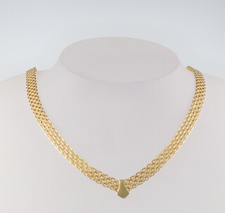 A 9ct yellow gold flat link necklace, 7.4 grams, 42cm 