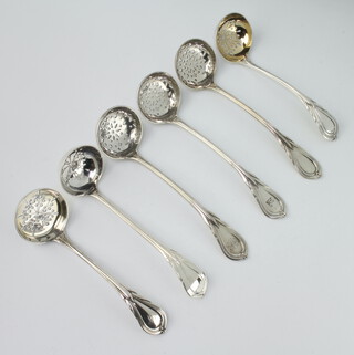 Six silver plated lily pattern sifter spoons