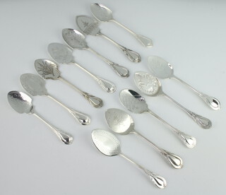 Twelve silver plated lily pattern jam spoons