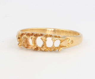 An 18ct yellow gold ring mount size M, 2.3 grams (no stones) 
