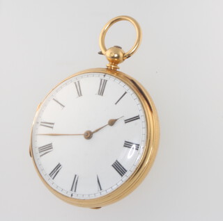 An 18ct yellow gold key wind pocket watch, Sheffield 1910, 50mm, the movement numbered 41094, 90 grams gross