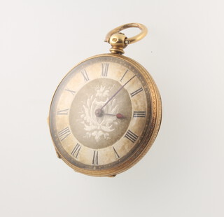 A lady's 18ct yellow gold keywind fob watch contained in a 40mm case 