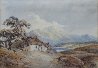 Watercolour drawing, Scottish study, "Loch Earn, Perthshire" monogrammed GWS 12cm x 17cm 