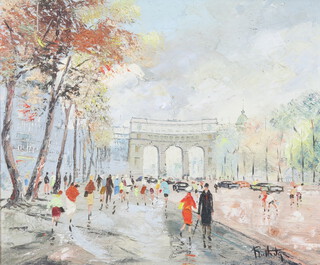 Rutledge?, a 1950's impressionist oil painting on canvas, study of Admiralty Arch,  signed to the bottom right hand corner 49cm x 59cm 