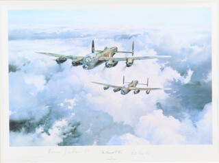 Robert Taylor 1951, a coloured print "Lancaster VC" signed by Robert Taylor, Norman Jackson VC and Bill Reid VC 36cm x 48cm 