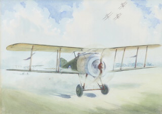 J A Davies, watercolour "Sopwith Snipe Landing" signed and dated '68, 34cm x 48cm, reverse labelled Guild of Aviation Artists 