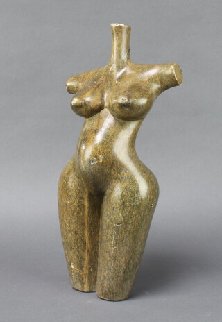 An African carved hardstone figure of a female body 41cm x 12cm x 5cm 