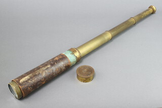 A 19th Century brass and leather 3 draw pocket telescope