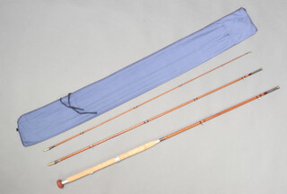 A Fosters of Ashbourne Perfect 12'6" split cane fly fishing rod with agate tips and butt eyes, contained in original blue cloth case 

