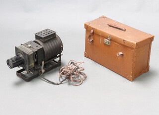 The Optiscope magic lantern, the lens marked Aldis-Butcher projections lenses, cased 