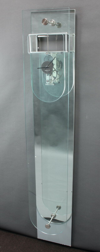 Gallotti & Radice, a glass and chrome wall clock with mirrored back 179cm h x 30cm w x 16cm d 