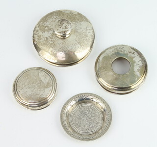 Three silver jar lids 52 grams