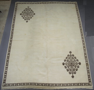A white and black ground Moroccan berber carpet 391cm x 302cm 