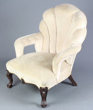 A Victorian open armchair with shell back 88cm h x 69cm w x 54cm (seat 40cm x 35cm) 