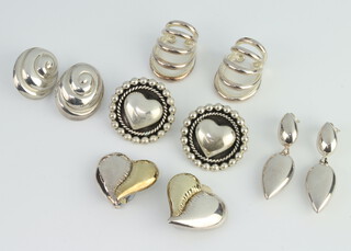 Five pairs of silver earrings gross 74 grams