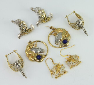 Four pairs of silver and silver gilt earrings 18 grams gross