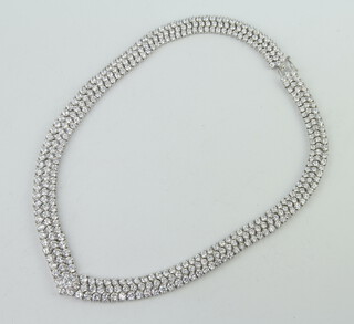 A silver and paste necklace 77 grams gross, 40 cm