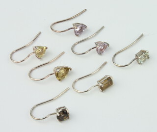 Three pairs of silver and hardstone earrings, 3 grams 