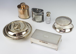 A silver plated tea caddy, 1 other and minor plated wares
