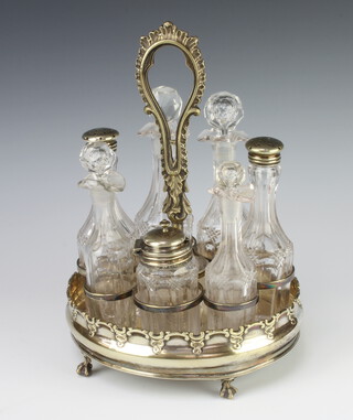 A Victorian silver plated 7 bottle cruet stand with plated mounts 