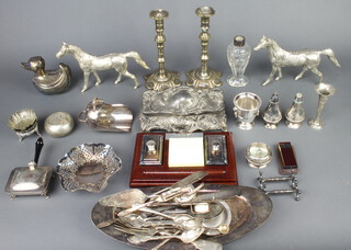 A silver plated sugar scuttle and minor plated wares 