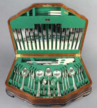 A set of silver plated cutlery for 6 contained in a walnut canteen (67) 