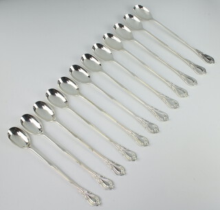Twelve silver plated lily pattern sundae spoons