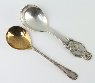 A silver jam spoon Birmingham 1934, a Continental ditto 42 grams 