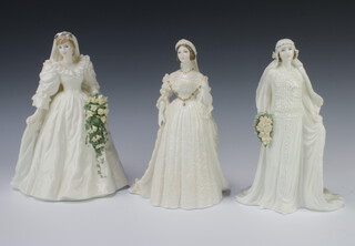 Three Coalport figures - Queen Elizabeth The Queen Mother no.344/7500 20cm, Queen Victoria no.766/7500 20cm and Diana Princess of Wales no.8554/12500 21cm 
